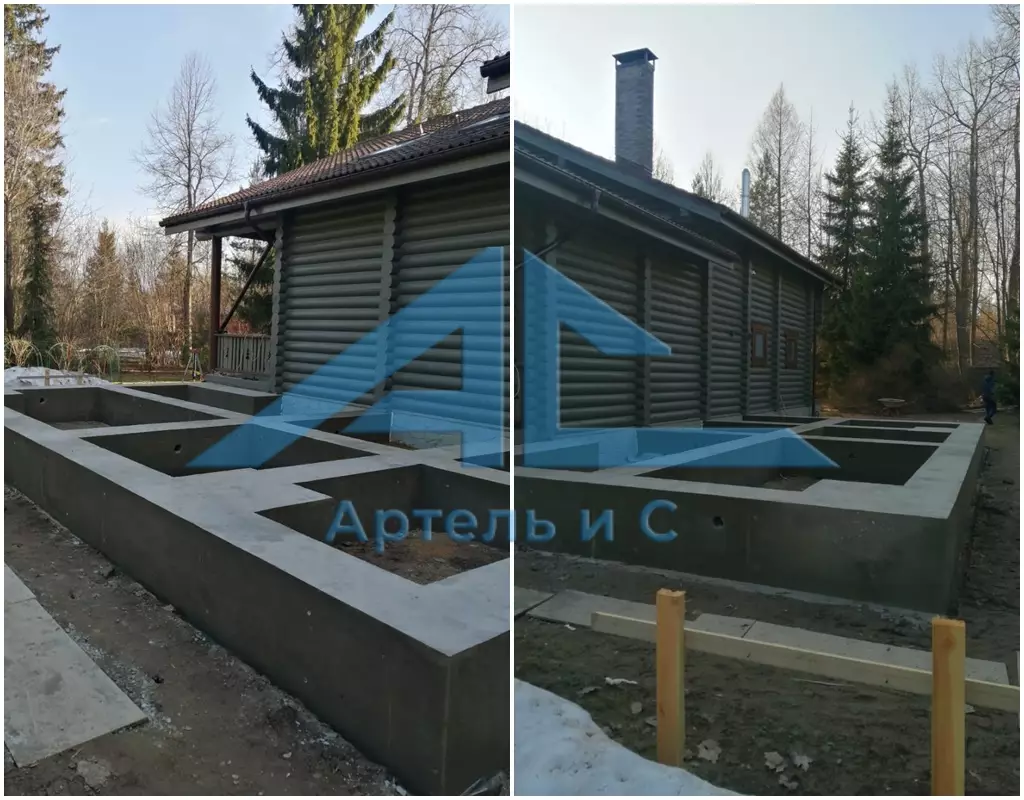 Готовый ленточный фундамент для пристройки к дому фото