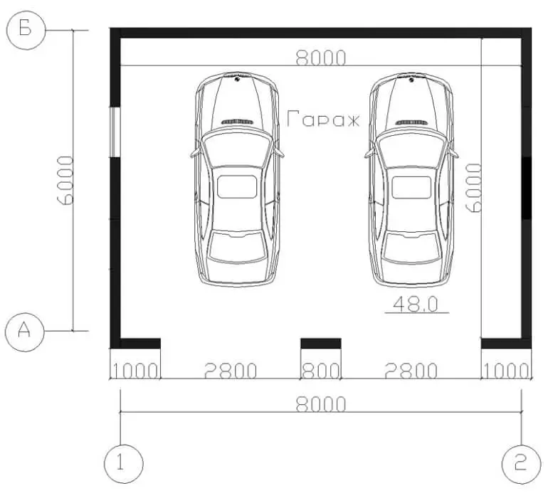 План гаража для двух автомобилей фото